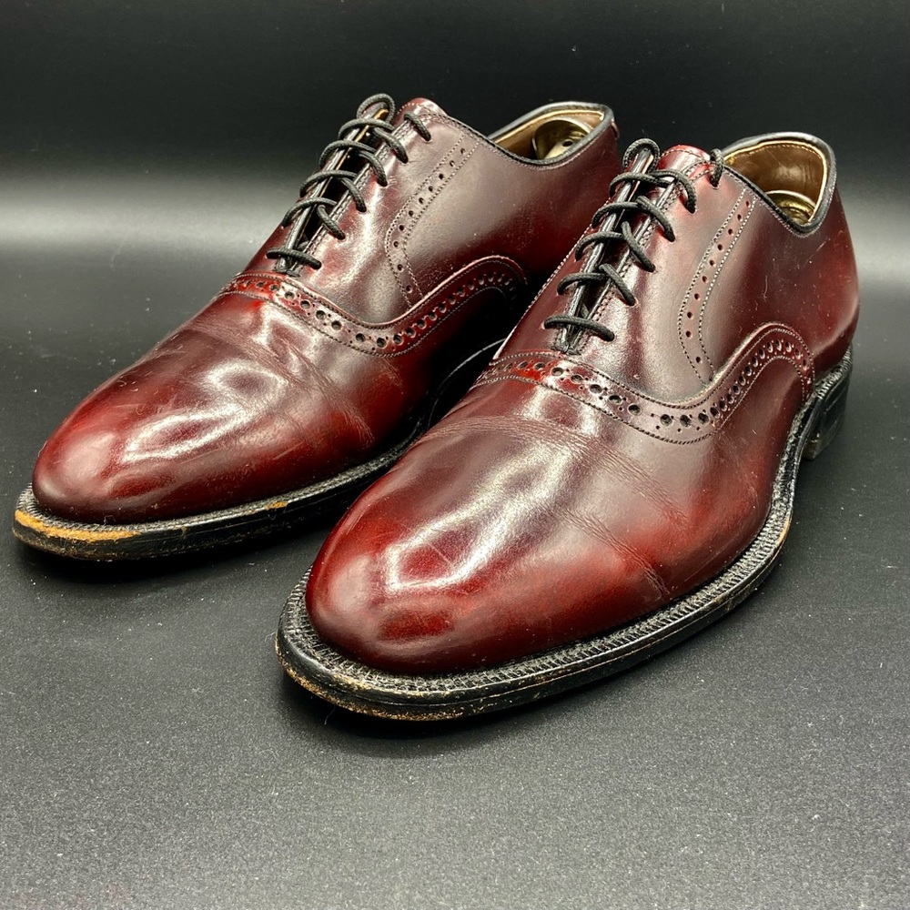 Mens Sz 10 Oxford Dress Shoes Burgundy Leather